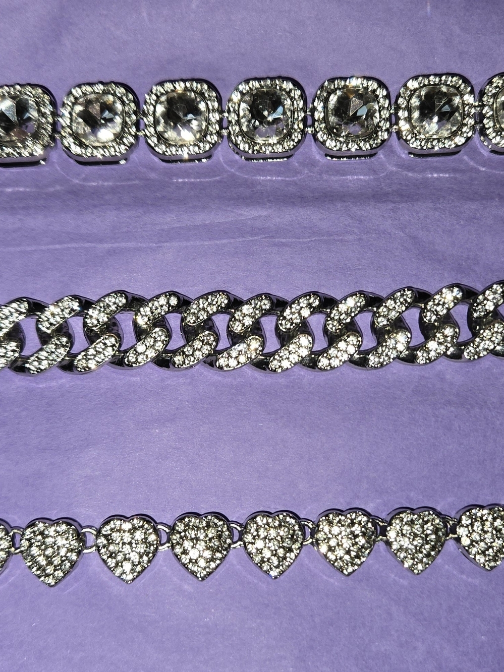 Silver-Tone Crystal Pavé Bracelet Trio - Sparkling Silver Chains